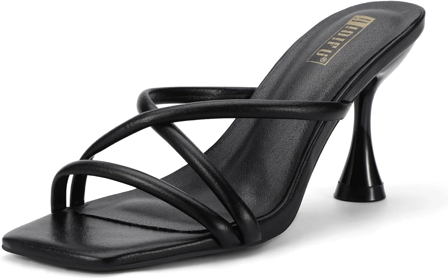 IDIFU IN3 Strappy Stiletto Kitten Heels Square Open Toe Heeled Sandals Comfortable Dressy Wedding Bridal Bride Prom Party Dress Shoes for Women Fashion Cute Casual Sexy Slides Slip on Mules Heels