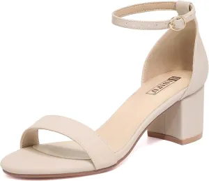 IDIFU Women's Cookie-LO Low Block Heels Chunky Sandals Ankle Strap Wedding Dress Pump Shoes