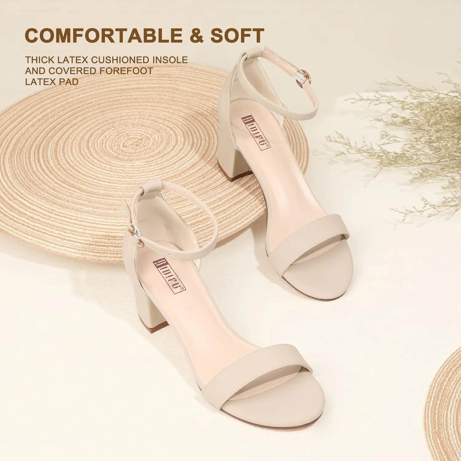 IDIFU Women's Cookie-LO Low Block Heels Chunky Sandals Ankle Strap Wedding Dress Pump Shoes