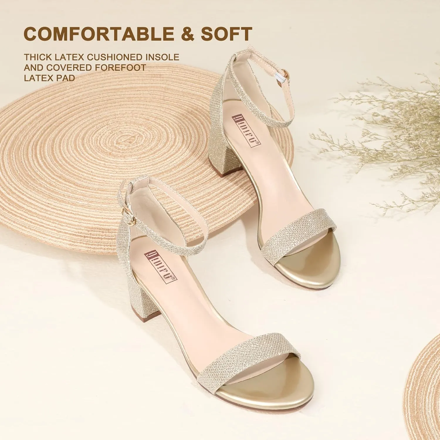 IDIFU Women's Cookie-LO Low Block Heels Chunky Sandals Ankle Strap Wedding Dress Pump Shoes