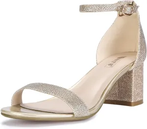 IDIFU Women's Cookie-LO Low Block Heels Chunky Sandals Ankle Strap Wedding Dress Pump Shoes