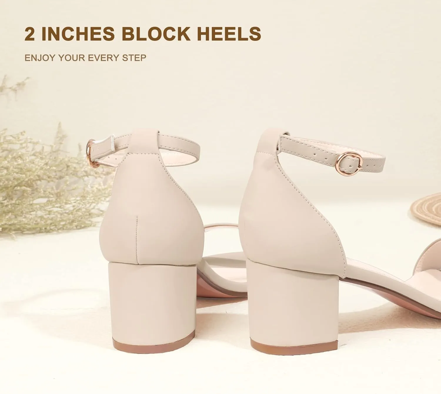 IDIFU Women's Cookie-LO Low Block Heels Chunky Sandals Ankle Strap Wedding Dress Pump Shoes