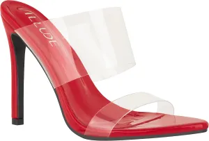 ILLUDE Women’s Clear Pointed Toe Sandals Stiletto Heels Transparent Strap High Heels Slip on Mules