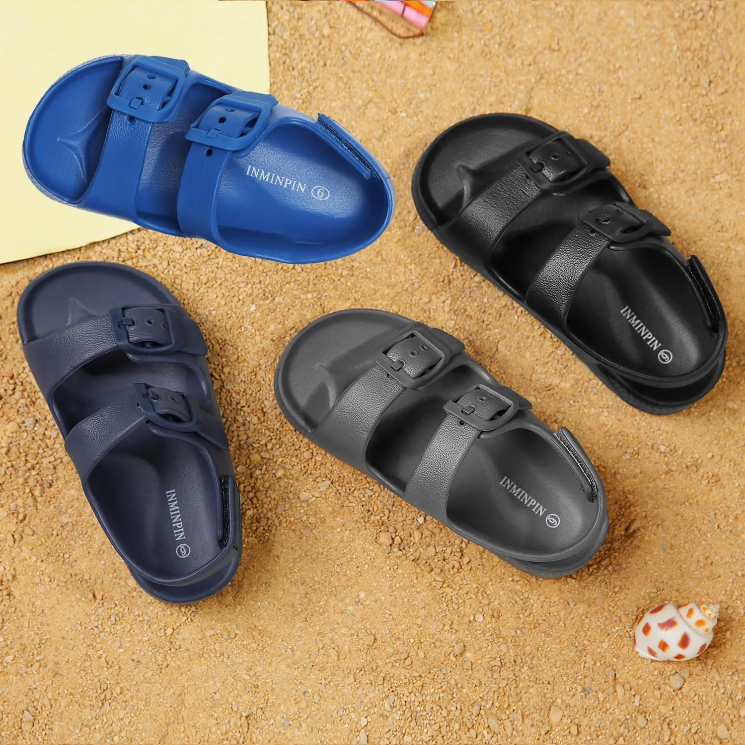 INMINPIN Toddler Boys Girls Buckle Sandals Comfort Open Toe Sandal with Adjustable Back Strap