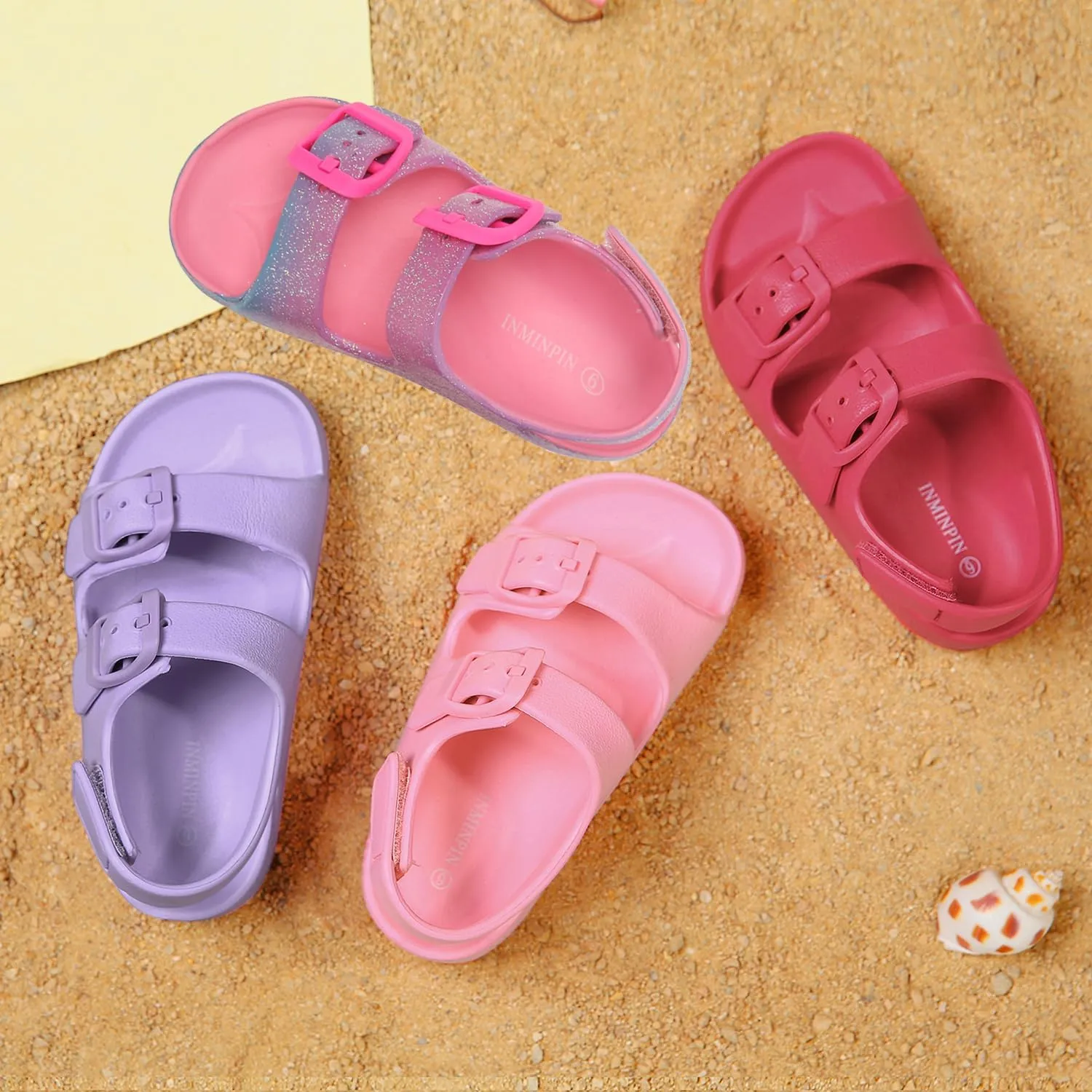 INMINPIN Toddler Boys Girls Buckle Sandals Comfort Open Toe Sandal with Adjustable Back Strap