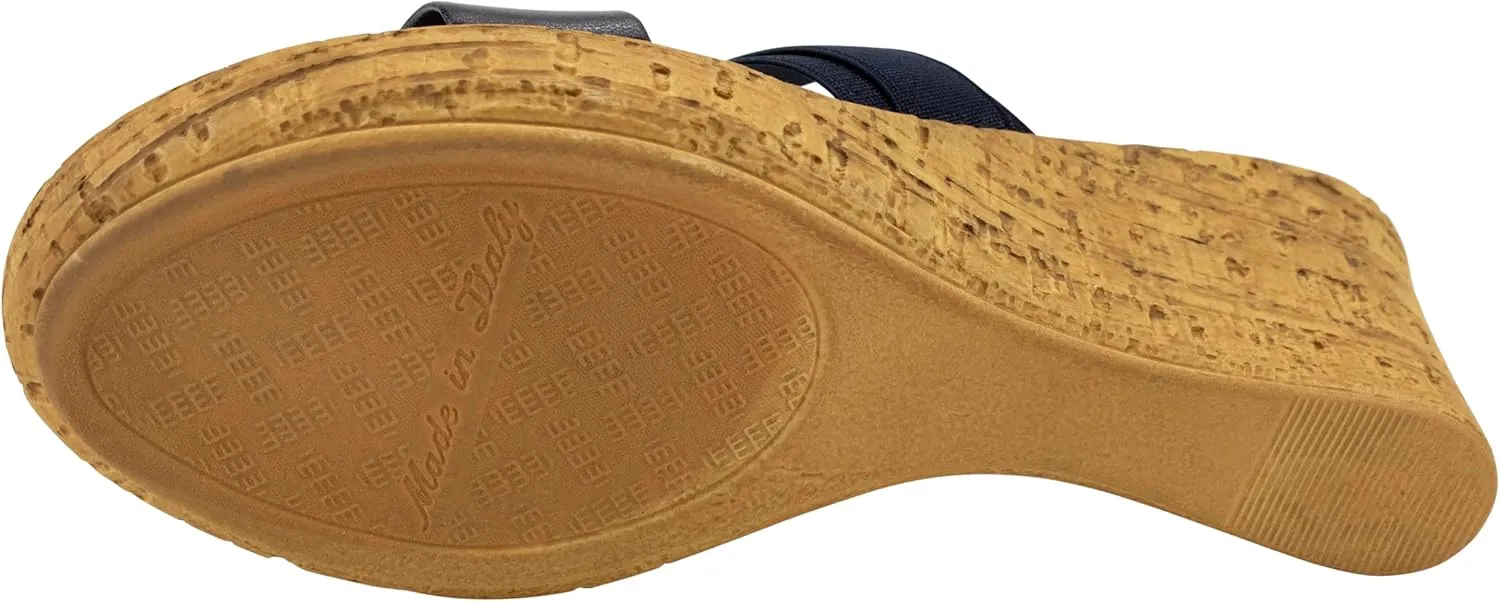 ITALIAN Shoemakers Women's Malou Faux Cork Wedge Sandals for Women