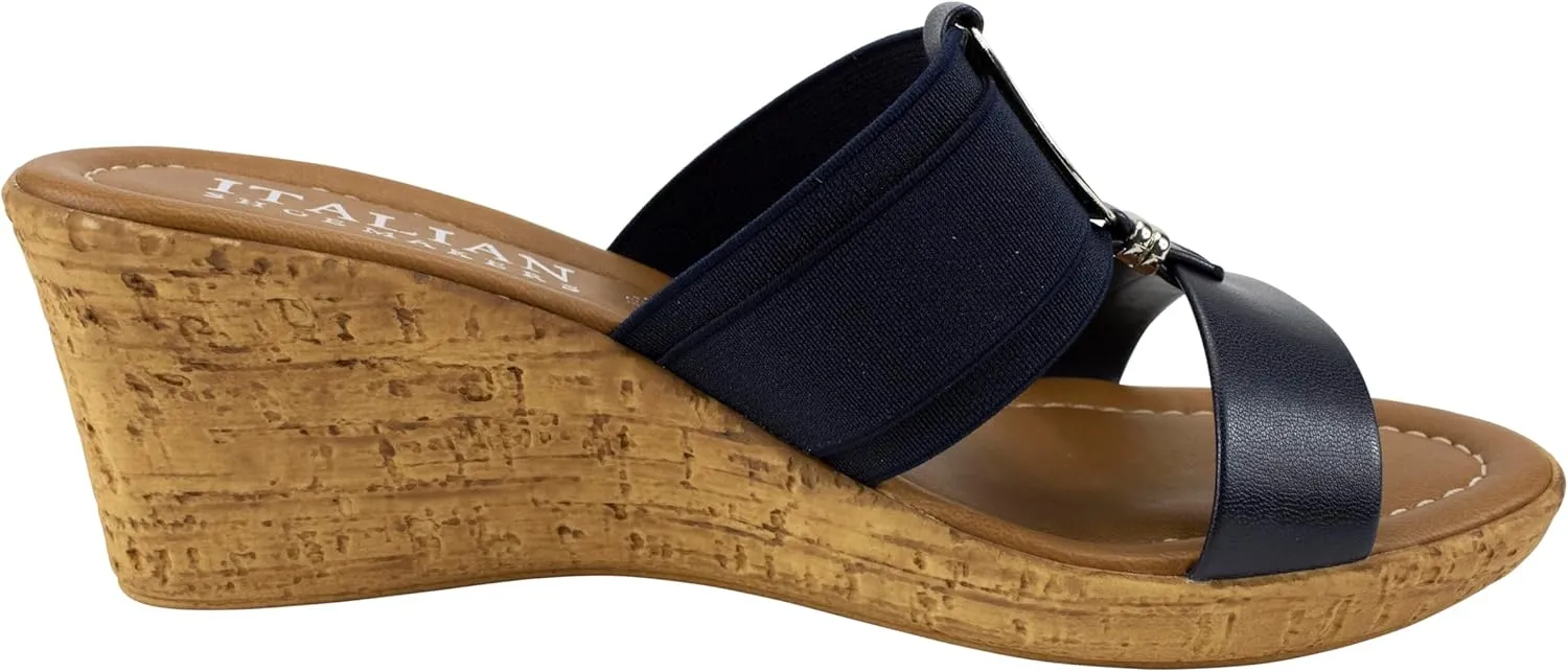 ITALIAN Shoemakers Women's Malou Faux Cork Wedge Sandals for Women