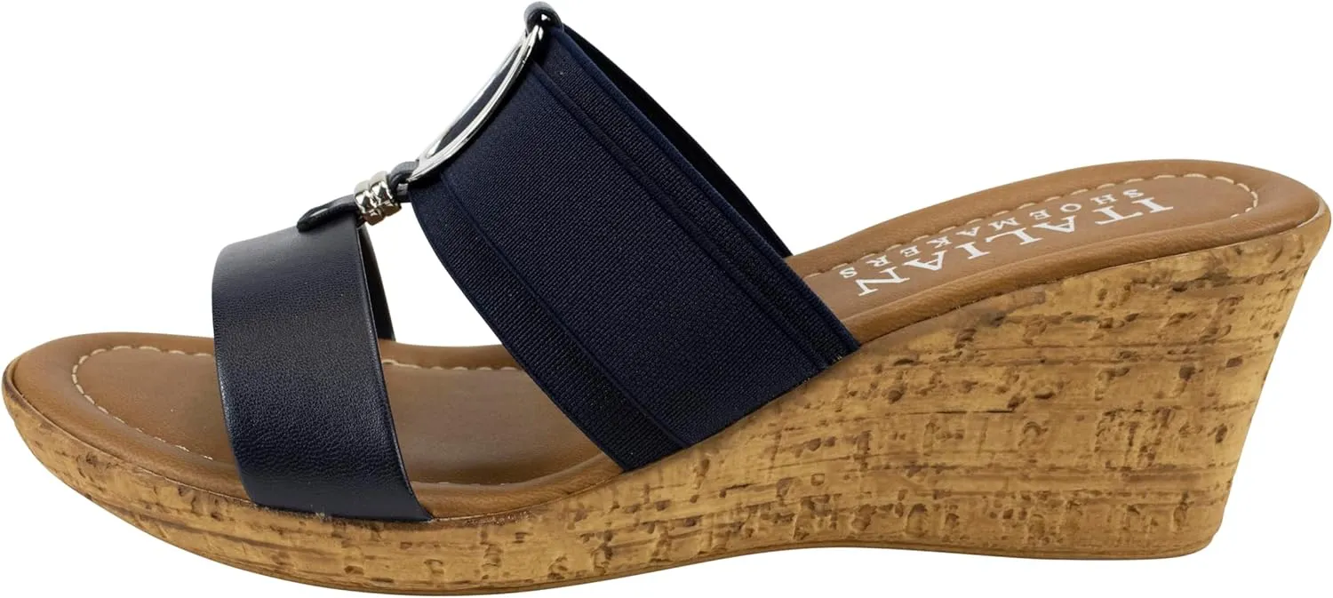 ITALIAN Shoemakers Women's Malou Faux Cork Wedge Sandals for Women