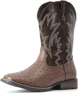 IUV Cowboy Boots For Men Western Ostrich Durable Fashionable Embroidered Pull On Slip Resistant Assorted Colors Boots