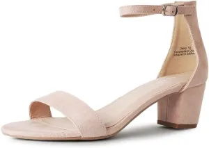 J. Adams Daisy Heeled Sandals - Ankle Strap Low Block, Open Toe Dress Pumps, Chunky Heels - Dressy Shoes for Women - Bridal, Wedding, Summer Sandals
