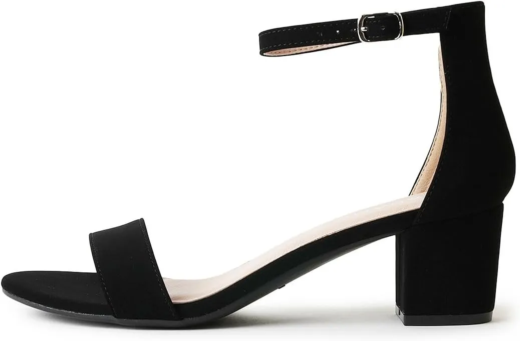 J. Adams Daisy Heeled Sandals - Ankle Strap Low Block, Open Toe Dress Pumps, Chunky Heels - Dressy Shoes for Women - Bridal, Wedding, Summer Sandals