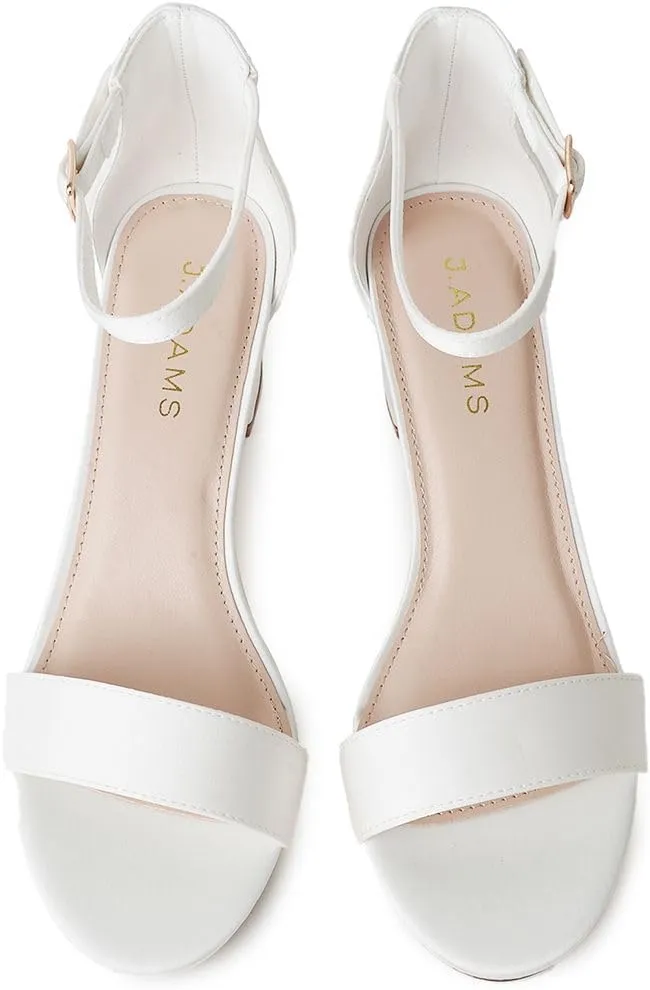 J. Adams Daisy Heeled Sandals - Ankle Strap Low Block, Open Toe Dress Pumps, Chunky Heels - Dressy Shoes for Women - Bridal, Wedding, Summer Sandals
