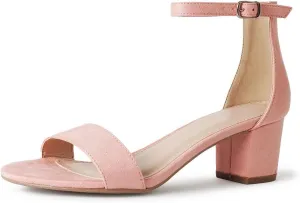 J. Adams Daisy Heeled Sandals - Ankle Strap Low Block, Open Toe Dress Pumps, Chunky Heels - Dressy Shoes for Women - Bridal, Wedding, Summer Sandals
