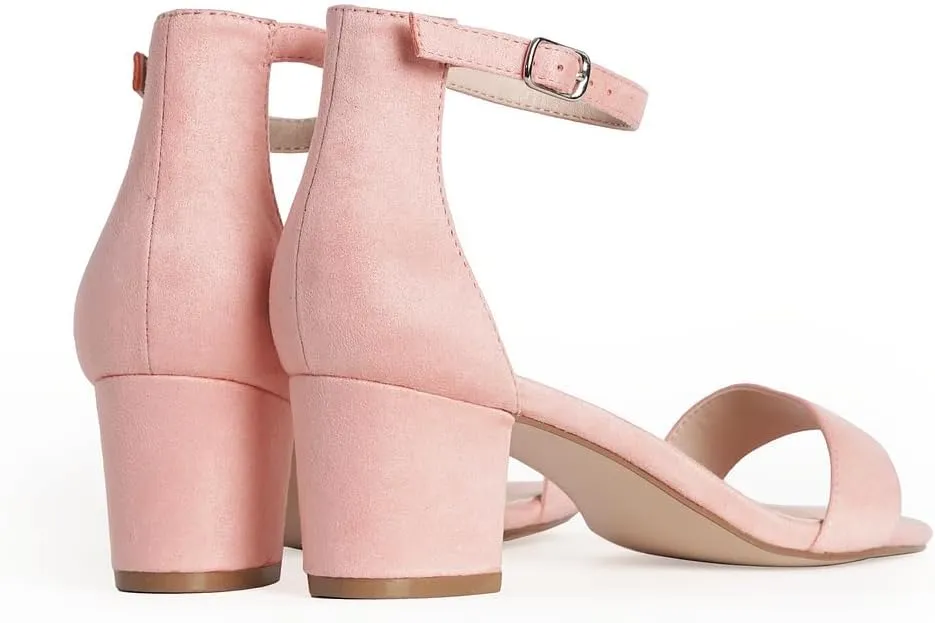 J. Adams Daisy Heeled Sandals - Ankle Strap Low Block, Open Toe Dress Pumps, Chunky Heels - Dressy Shoes for Women - Bridal, Wedding, Summer Sandals