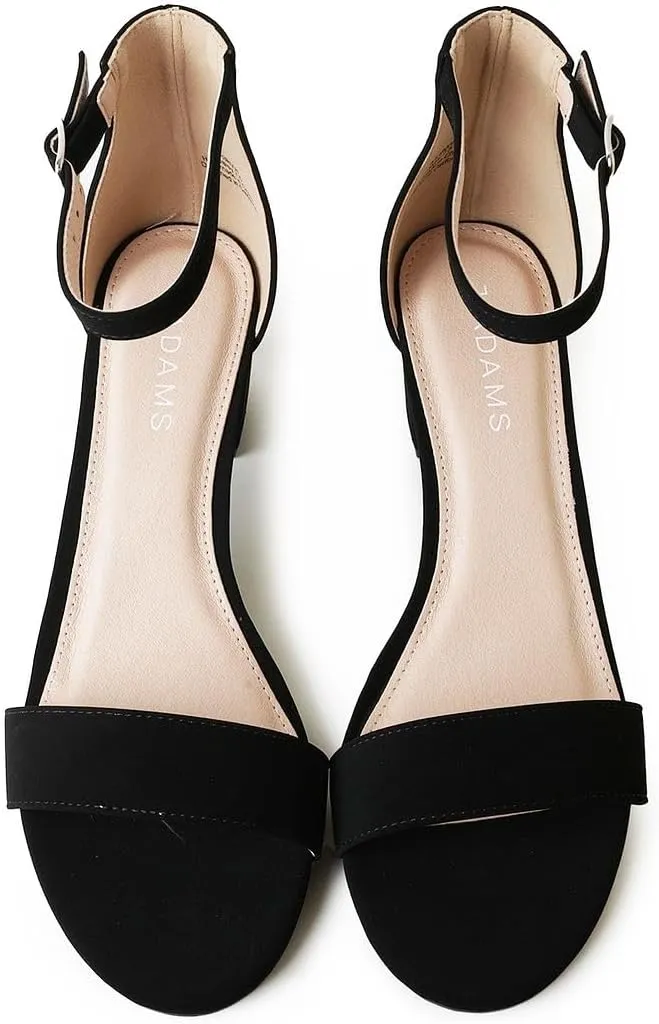J. Adams Daisy Heeled Sandals - Ankle Strap Low Block, Open Toe Dress Pumps, Chunky Heels - Dressy Shoes for Women - Bridal, Wedding, Summer Sandals