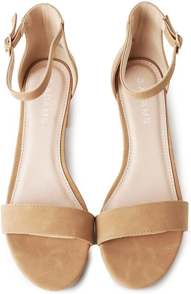 J. Adams Daisy Heeled Sandals - Ankle Strap Low Block, Open Toe Dress Pumps, Chunky Heels - Dressy Shoes for Women - Bridal, Wedding, Summer Sandals