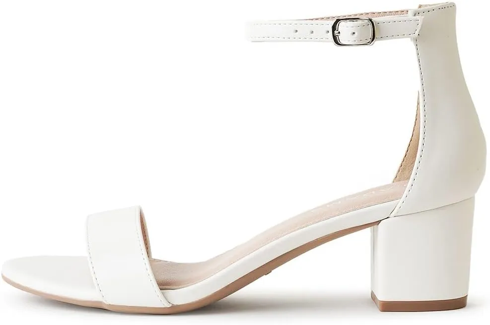 J. Adams Daisy Heeled Sandals - Ankle Strap Low Block, Open Toe Dress Pumps, Chunky Heels - Dressy Shoes for Women - Bridal, Wedding, Summer Sandals
