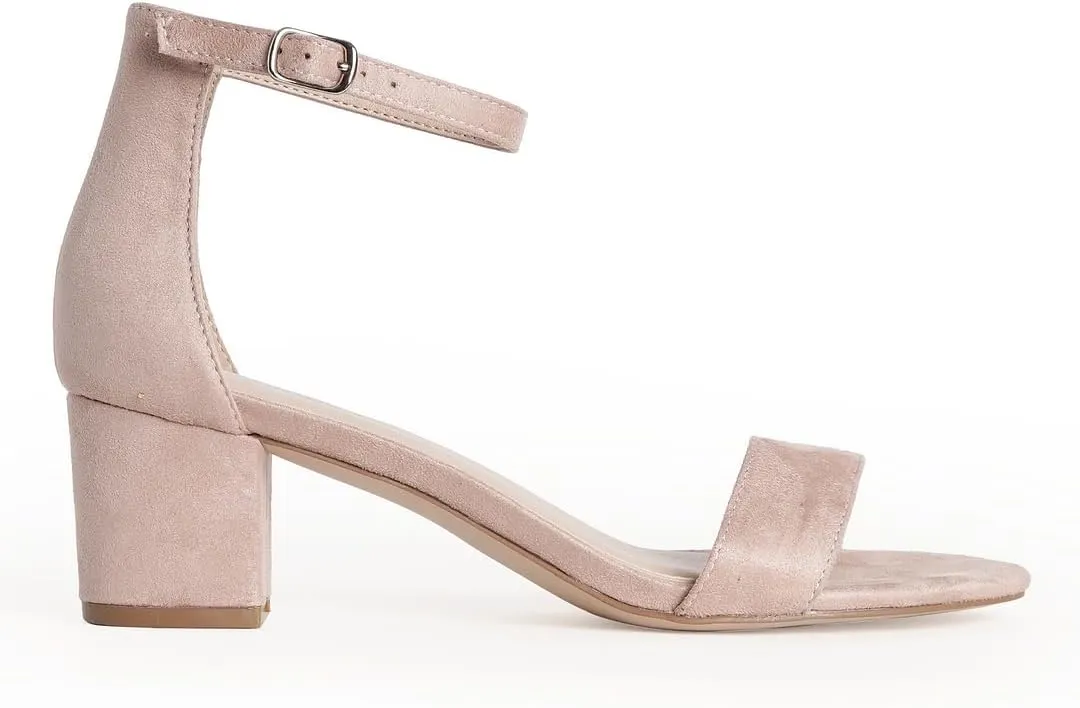 J. Adams Daisy Heeled Sandals - Ankle Strap Low Block, Open Toe Dress Pumps, Chunky Heels - Dressy Shoes for Women - Bridal, Wedding, Summer Sandals