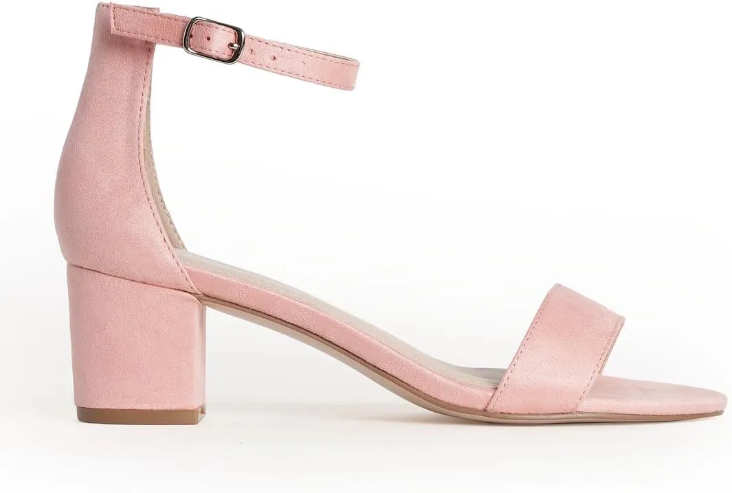 J. Adams Daisy Heeled Sandals - Ankle Strap Low Block, Open Toe Dress Pumps, Chunky Heels - Dressy Shoes for Women - Bridal, Wedding, Summer Sandals