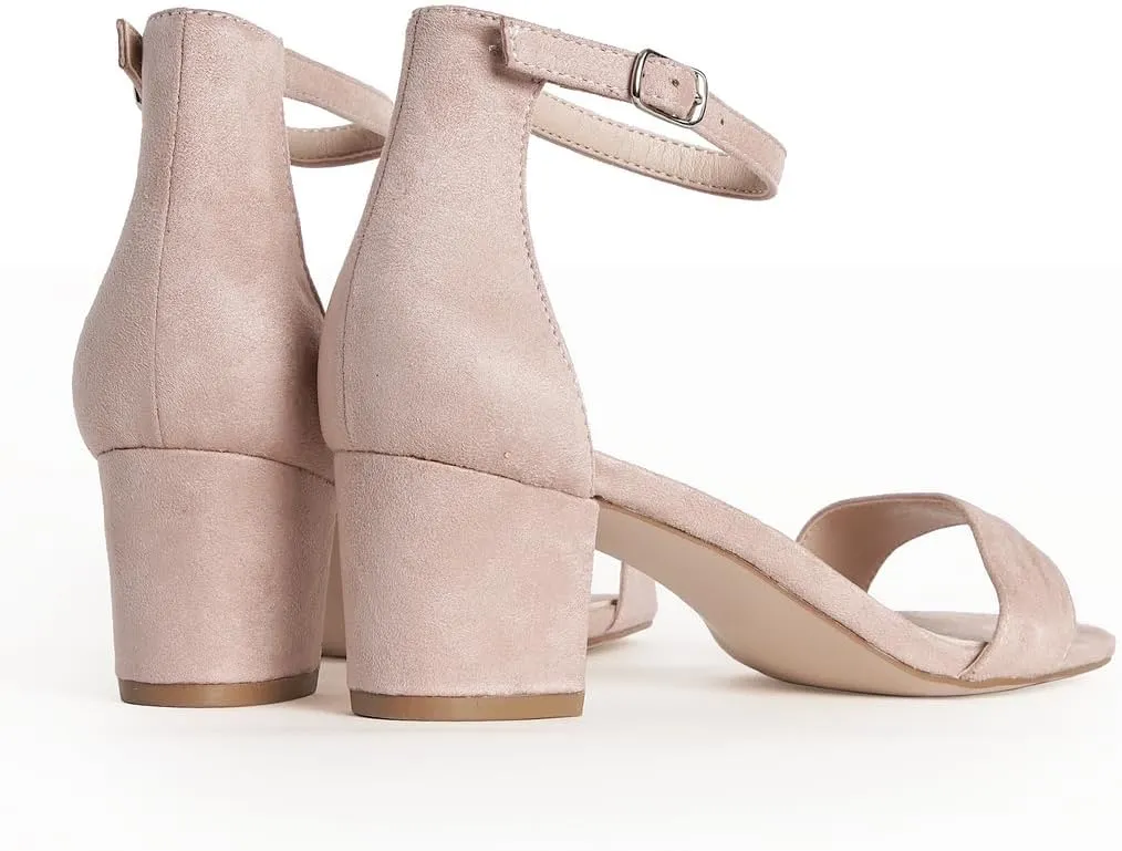 J. Adams Daisy Heeled Sandals - Ankle Strap Low Block, Open Toe Dress Pumps, Chunky Heels - Dressy Shoes for Women - Bridal, Wedding, Summer Sandals