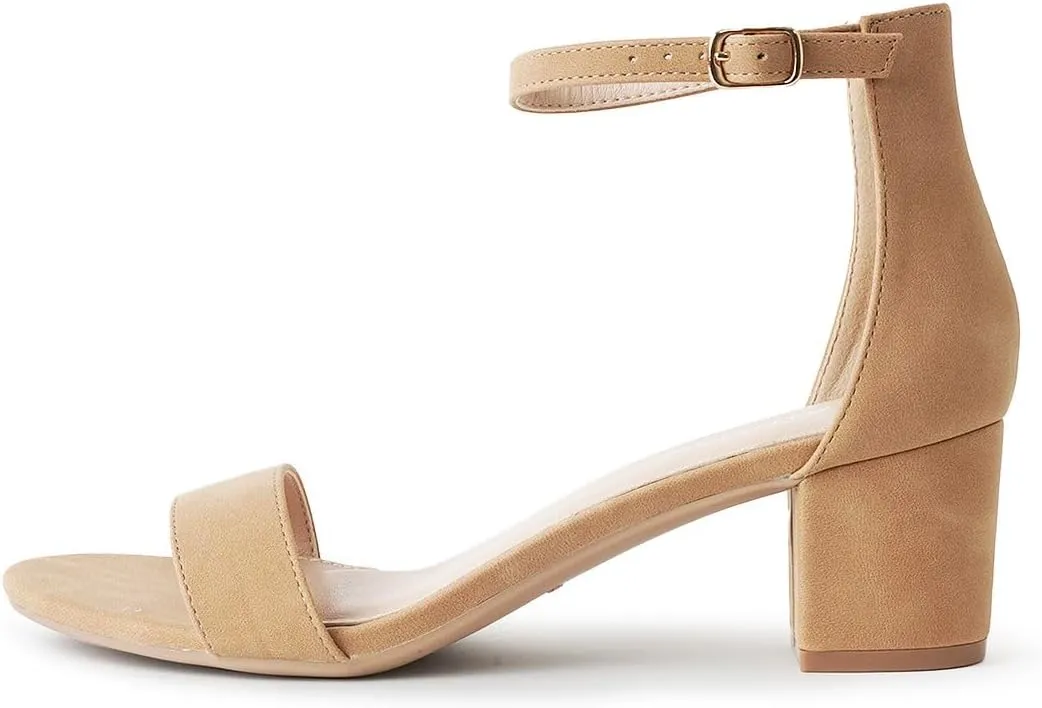 J. Adams Daisy Heeled Sandals - Ankle Strap Low Block, Open Toe Dress Pumps, Chunky Heels - Dressy Shoes for Women - Bridal, Wedding, Summer Sandals