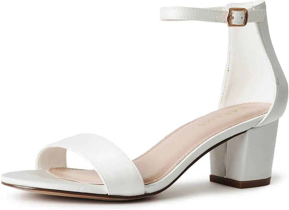 J. Adams Daisy Heeled Sandals - Ankle Strap Low Block, Open Toe Dress Pumps, Chunky Heels - Dressy Shoes for Women - Bridal, Wedding, Summer Sandals