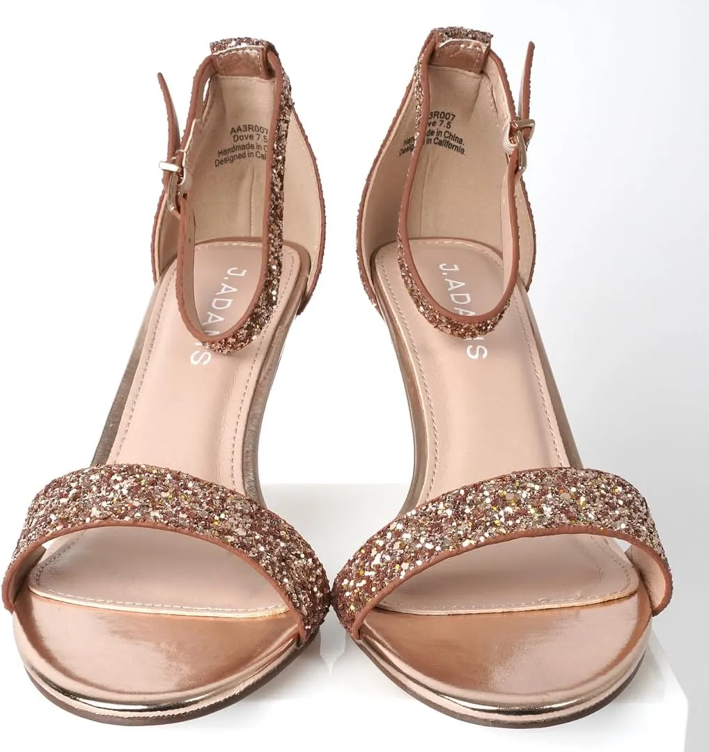 J. Adams Dove Ankle Strap Womens Stiletto For Women Sexy - Open Toe Strappy Heels, Wedding Shoes For Bride, Summer Heels and Bridal Shoes