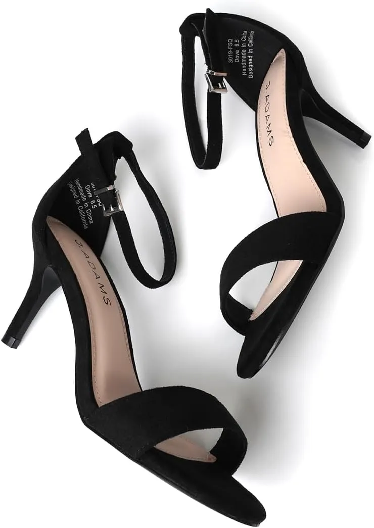 J. Adams Dove Ankle Strap Womens Stiletto For Women Sexy - Open Toe Strappy Heels, Wedding Shoes For Bride, Summer Heels and Bridal Shoes