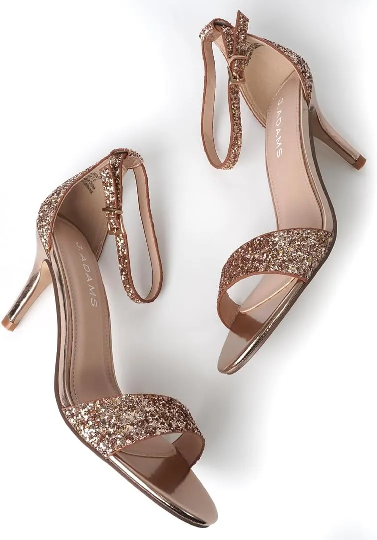 J. Adams Dove Ankle Strap Womens Stiletto For Women Sexy - Open Toe Strappy Heels, Wedding Shoes For Bride, Summer Heels and Bridal Shoes