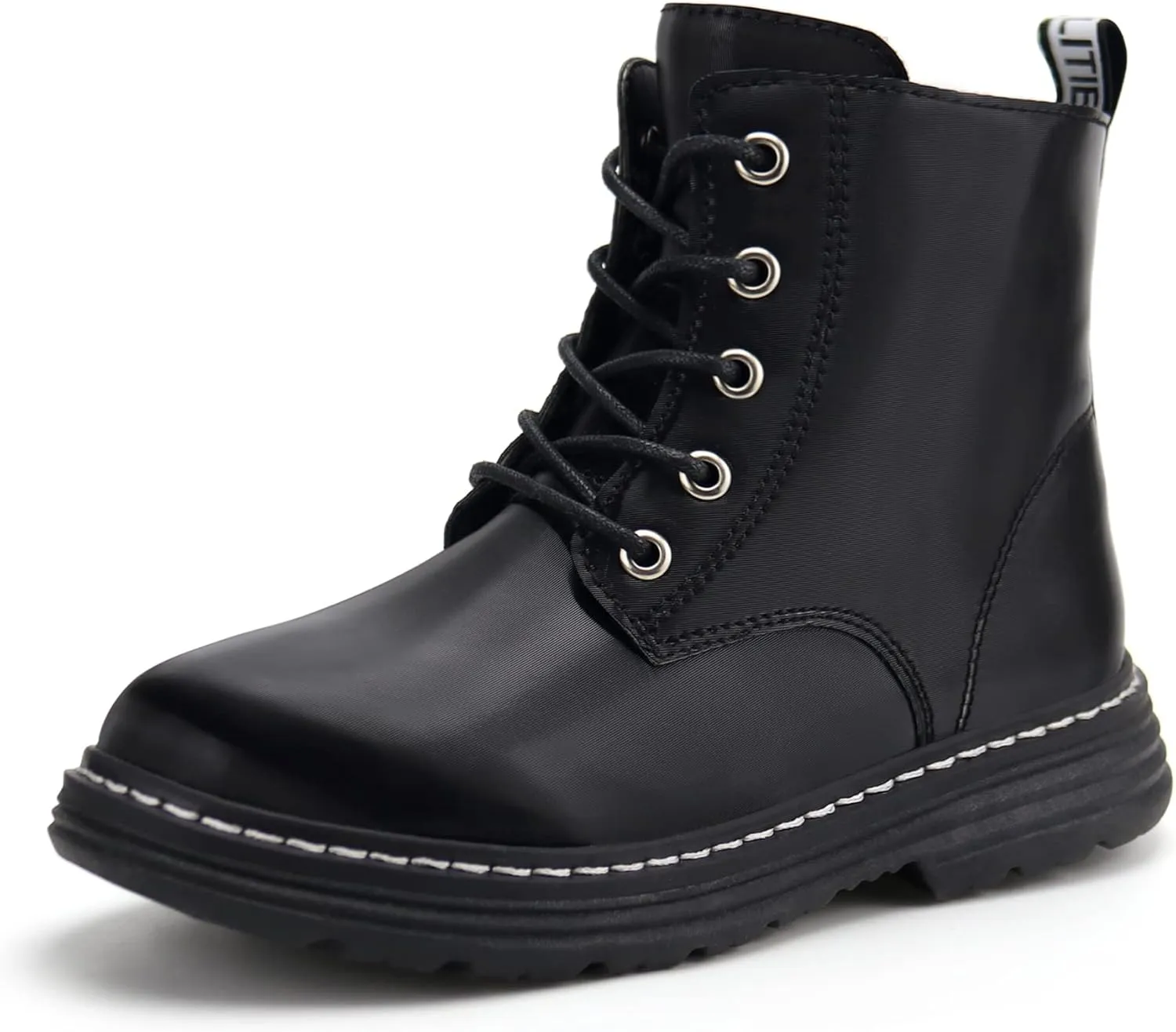 JABASIC Girls Boys Ankle Boots Lace-Up Waterproof Work Boots with Side Zipper