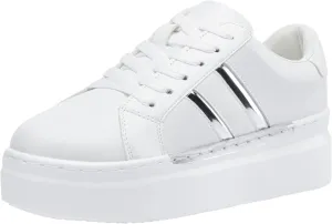 Jeossy Women's Platform Chunky White Casual Sneakers, Comfort 8028 Trendy Sneakers So Light Weight