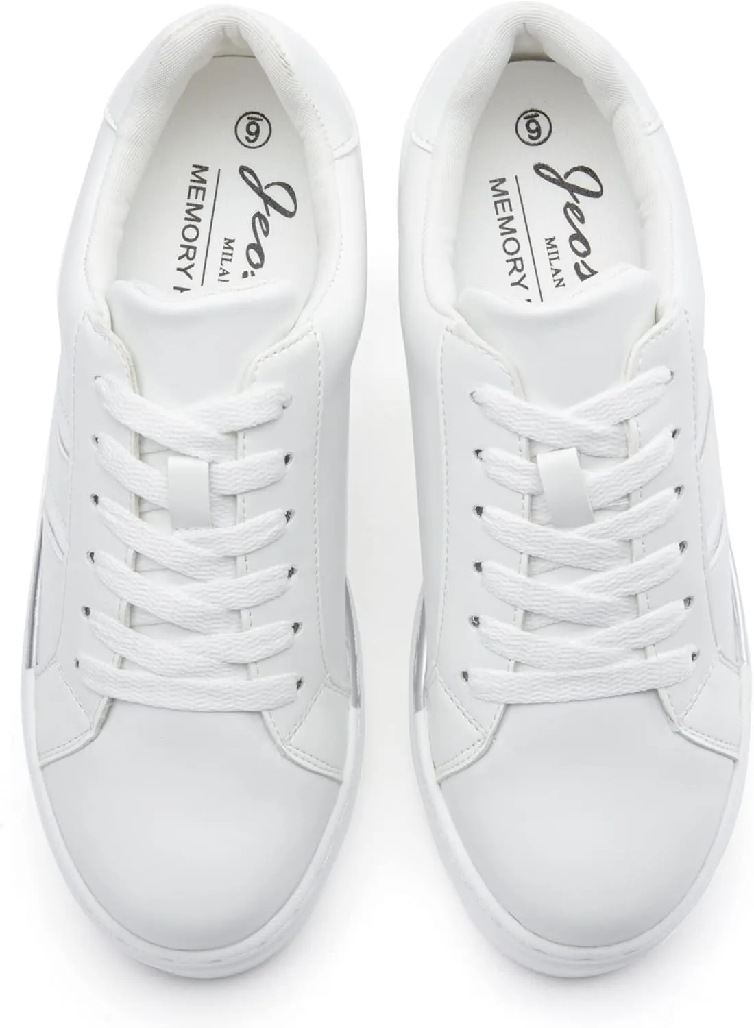 Jeossy Women's Platform Chunky White Casual Sneakers, Comfort 8028 Trendy Sneakers So Light Weight