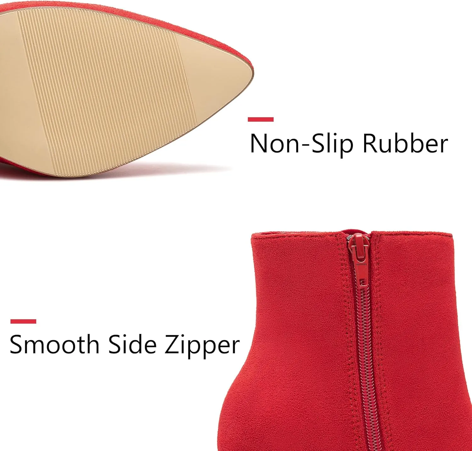 Jiu du Ankle Boots for Women Chunky Heel GoGo Boots Pointed Toe Side Zipper Dressy Go Go Short Booties