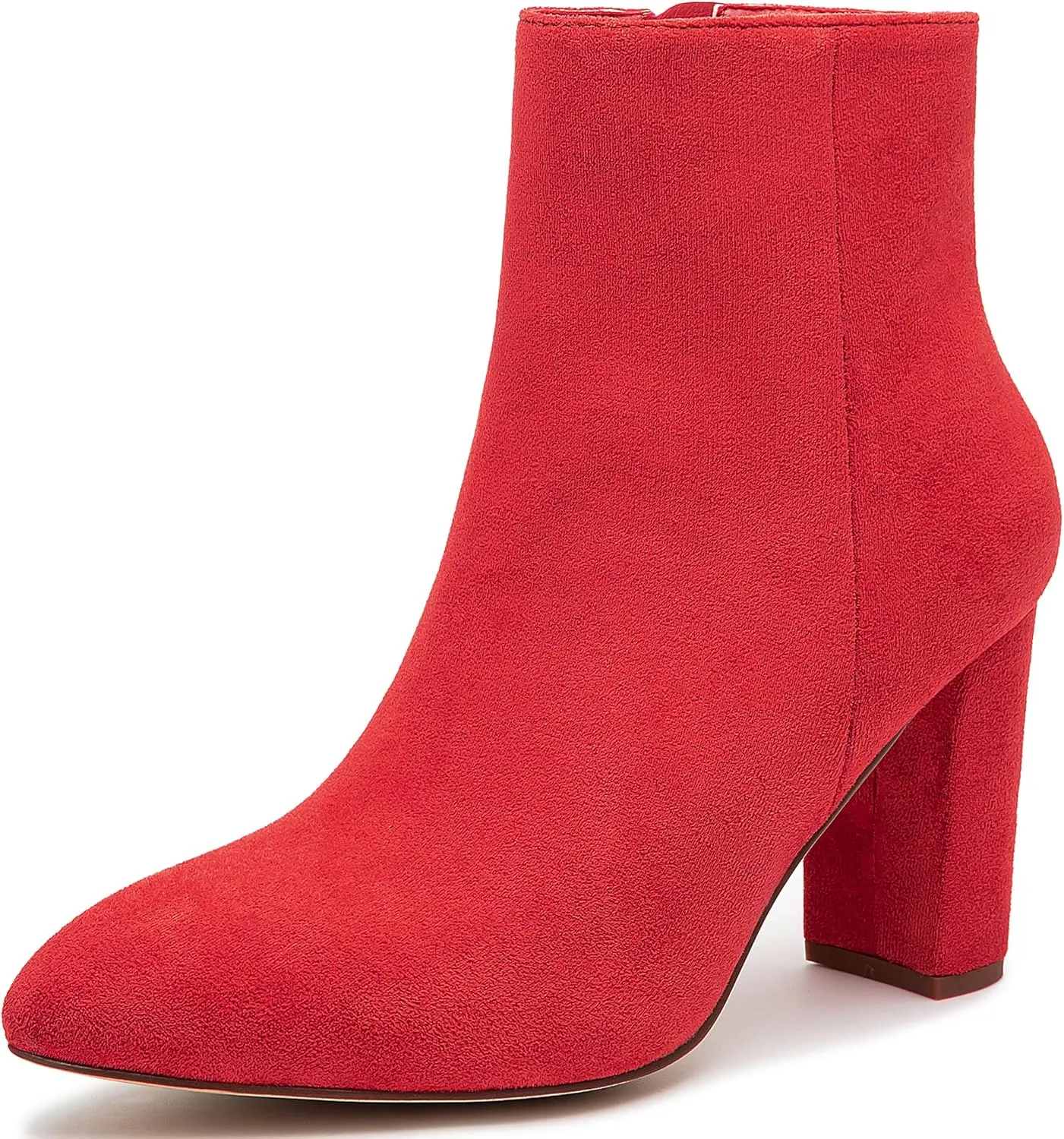 Jiu du Ankle Boots for Women Chunky Heel GoGo Boots Pointed Toe Side Zipper Dressy Go Go Short Booties