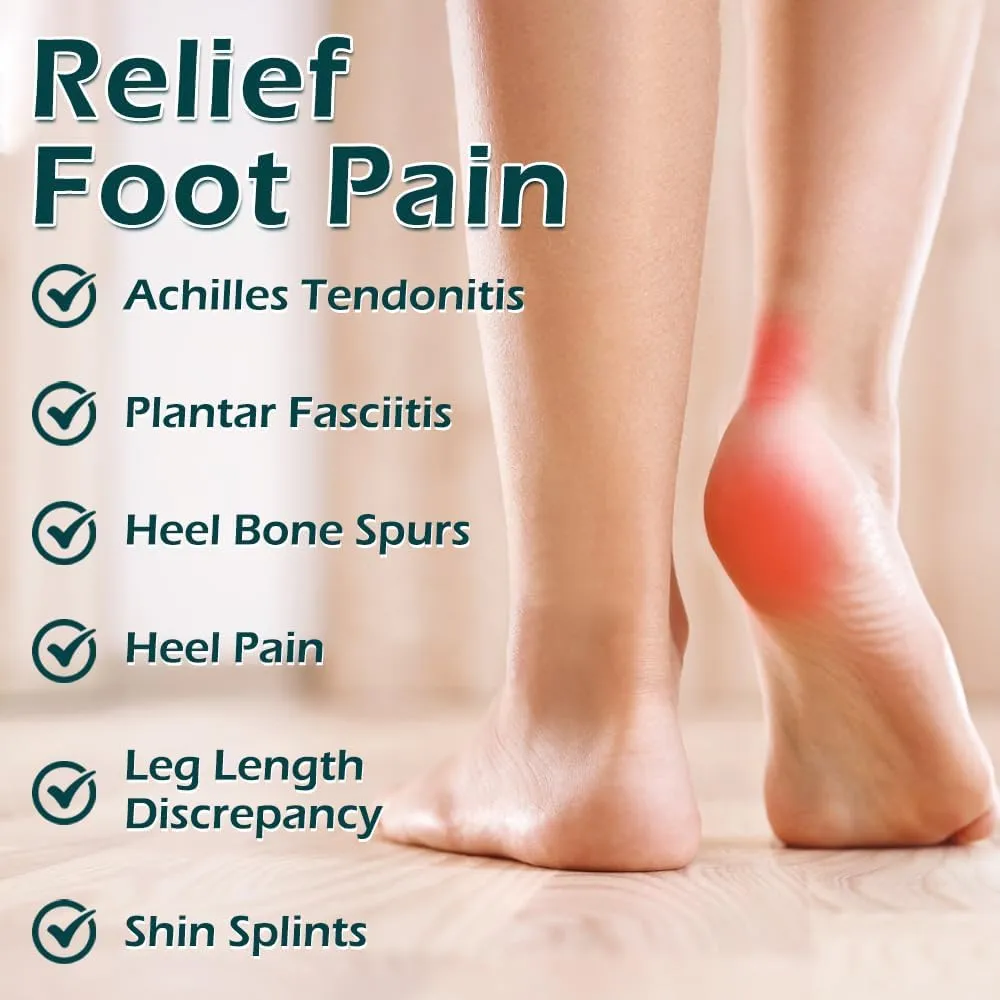 JL-Group Orthopedic Heel Inserts, Shock Absorption and Heel Support Insoles for Achilles Tendonitis, Plantar Fasciitis, Heel Lifts Cushions for Heel Pain Relief (Large: Women 9.5-13.5, Men 8-13)