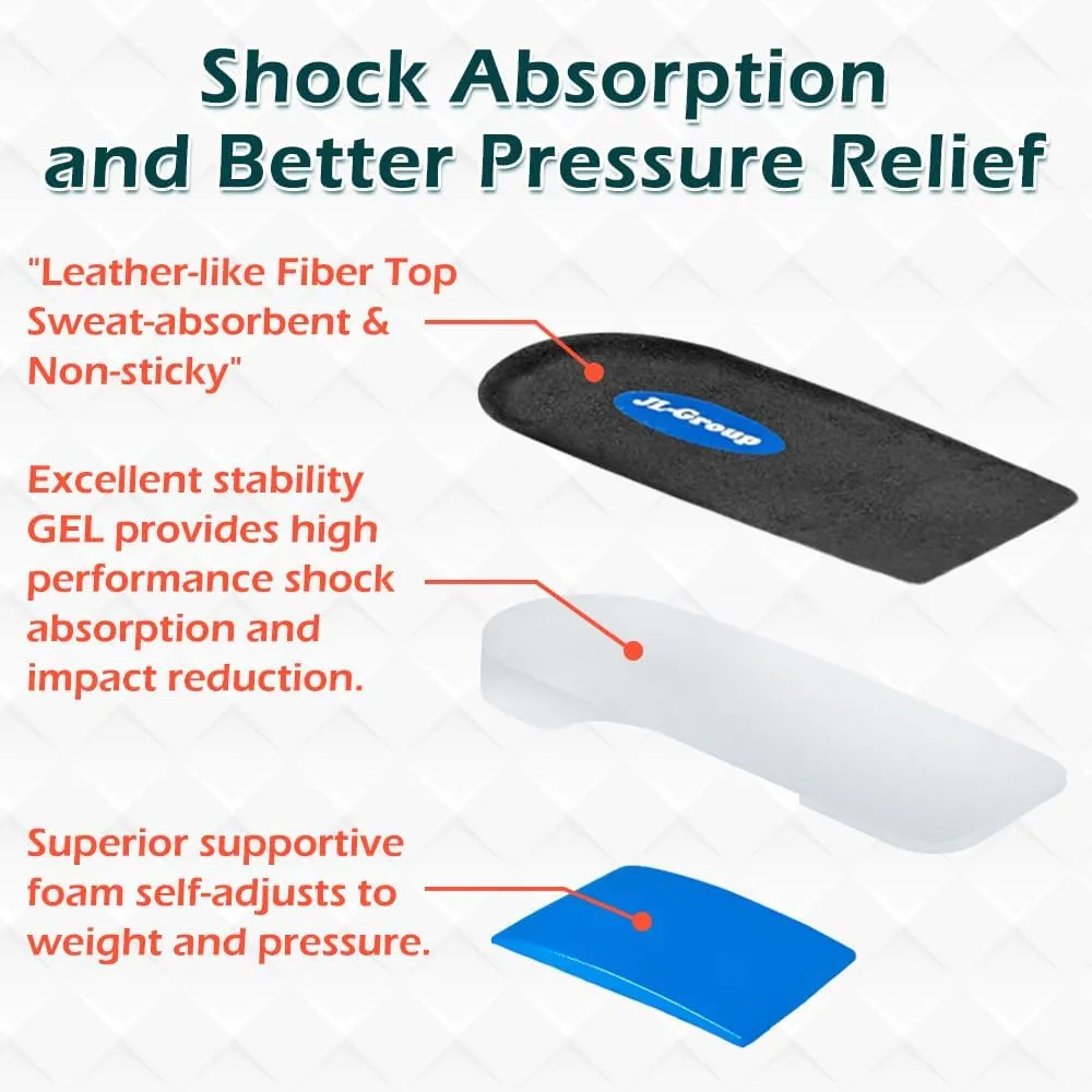 JL-Group Orthopedic Heel Inserts, Shock Absorption and Heel Support Insoles for Achilles Tendonitis, Plantar Fasciitis, Heel Lifts Cushions for Heel Pain Relief (Large: Women 9.5-13.5, Men 8-13)