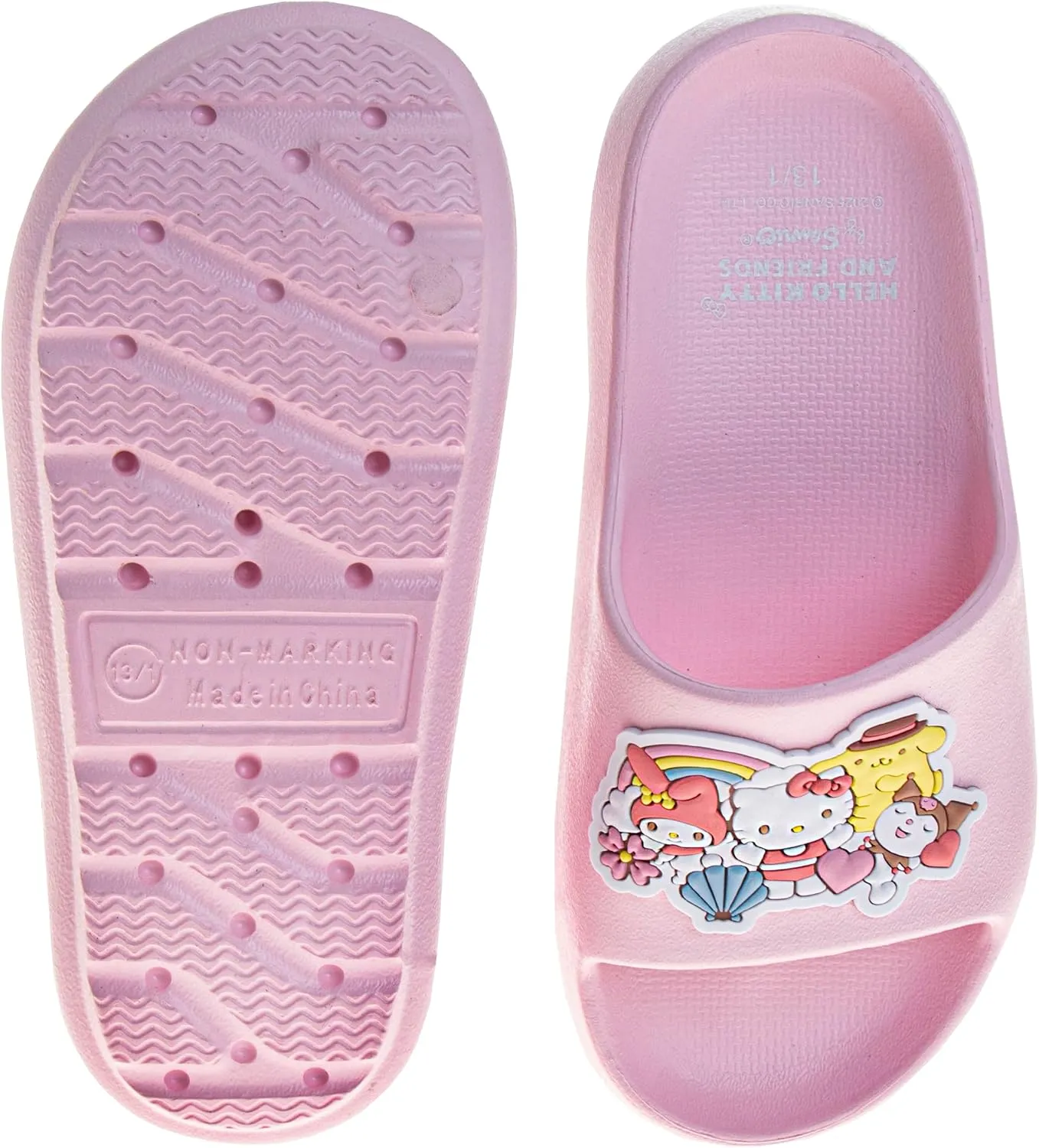 Josmo Sanrio Hello Kitty Slides Open Toe Sandals - Summer Beach Water Pool Shoes (sizes: Little Kid/Big Kid - Adults)