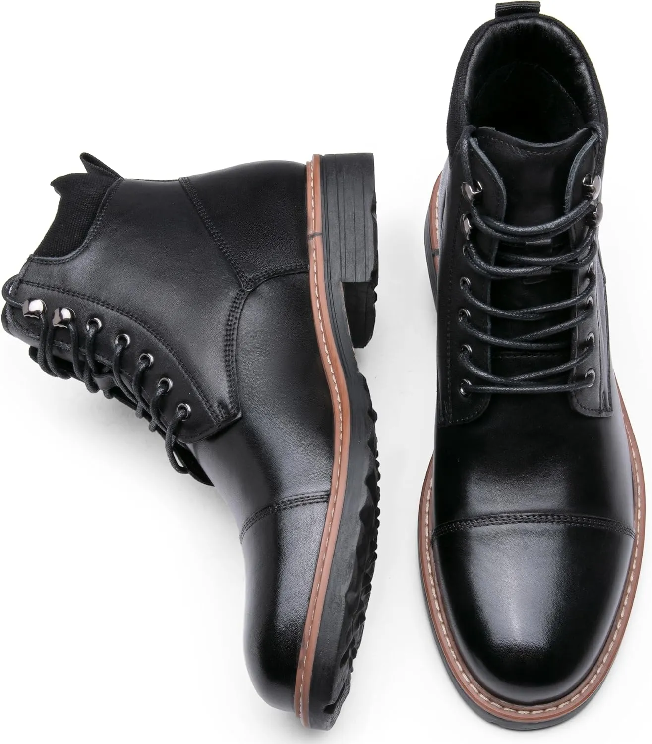 Jousen Mens Chukka Boots Leather Dress Boots for Men Retro Ankle Boots Mens High Top Boots