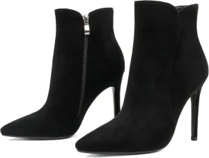 JOY IN LOVE Women's Ankle Boots 4 inch Stiletto High Heels Pointed Toe Zipper Boots