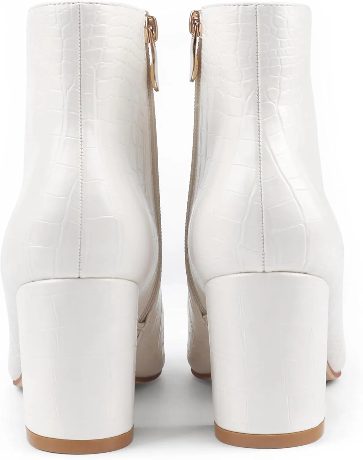 JOY IN LOVE Women's Ankle Boots Chunky Block Heel Pointed Toe Zipper Boots