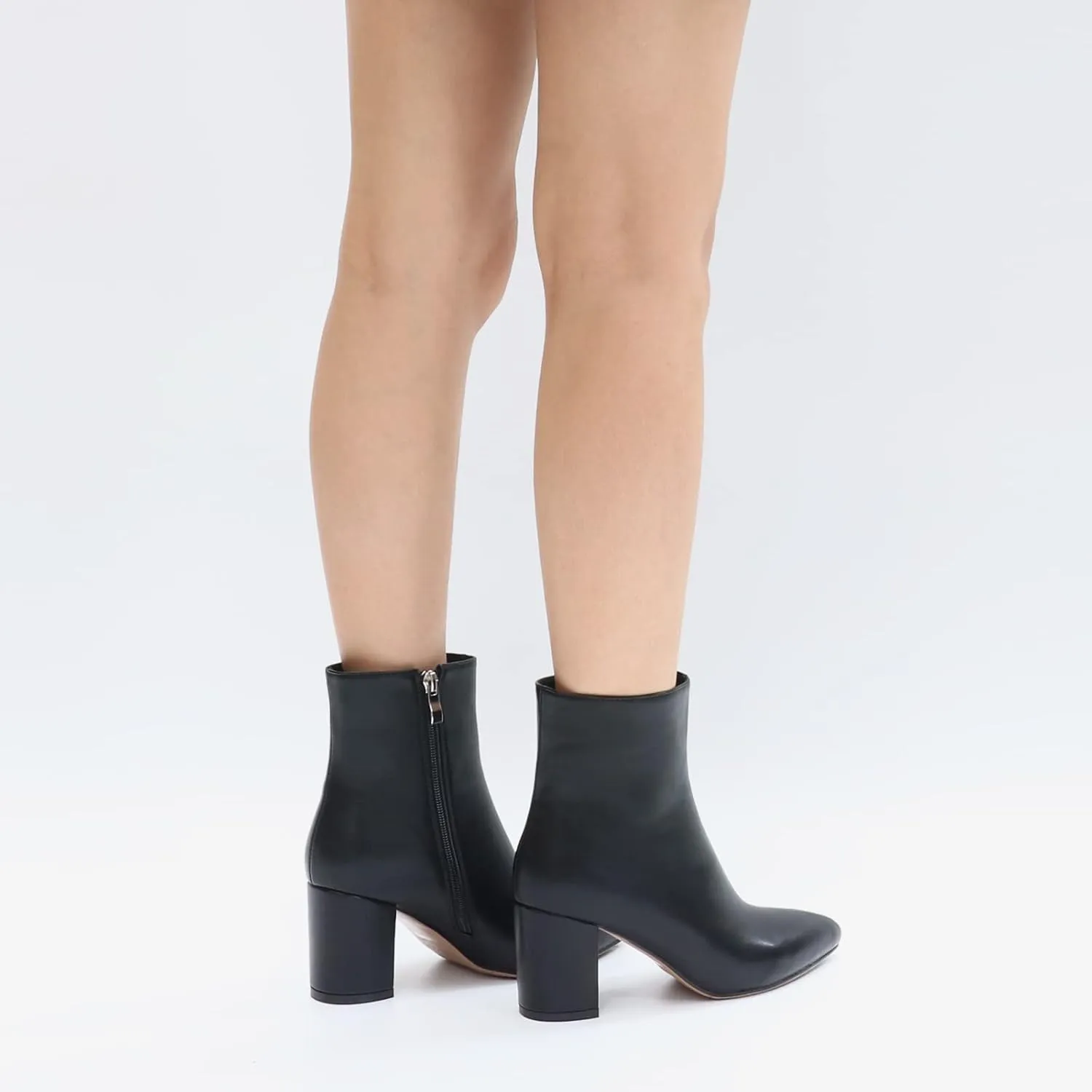 JOY IN LOVE Women's Ankle Boots Chunky Block Heel Pointed Toe Zipper Boots