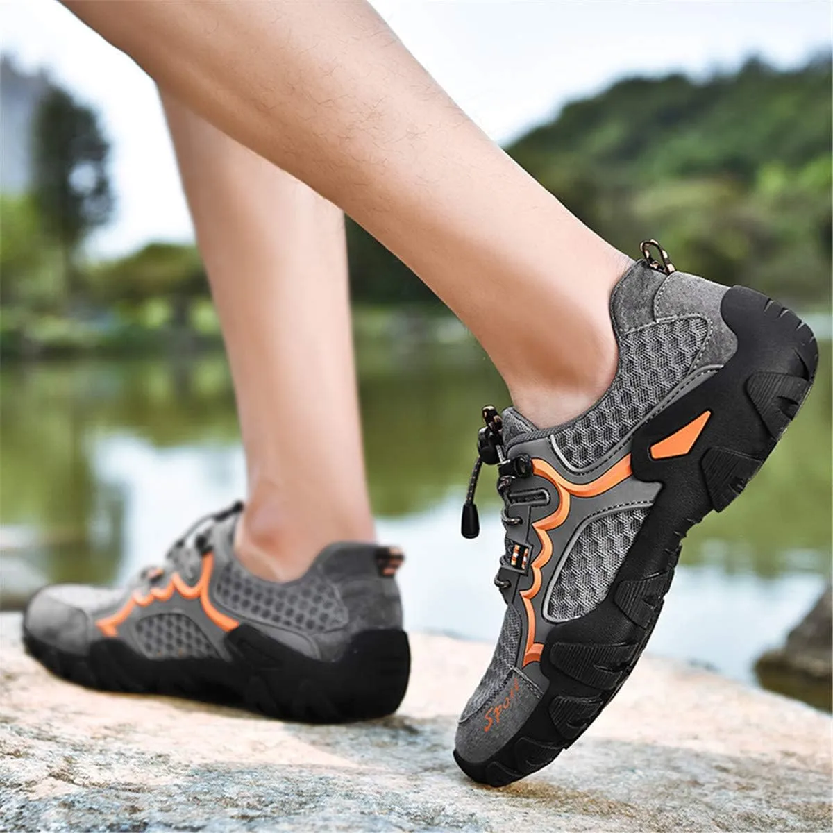 JOYVIP Men's Quick-Drying Swimming Aqua Beach Shoes Lightweight Mesh Hiking Sneakers