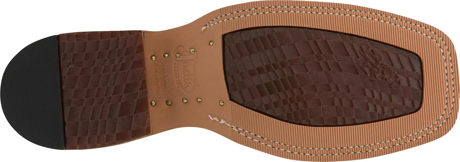 Justin Caddo 11" Western Boots for Men - Durable Premium Full-Grain Leather Square Toe Cowboy Boots Built with Full Double-Stitch Welt Construction