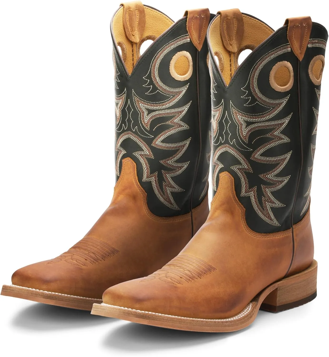 Justin Caddo 11" Western Boots for Men - Durable Premium Full-Grain Leather Square Toe Cowboy Boots Built with Full Double-Stitch Welt Construction