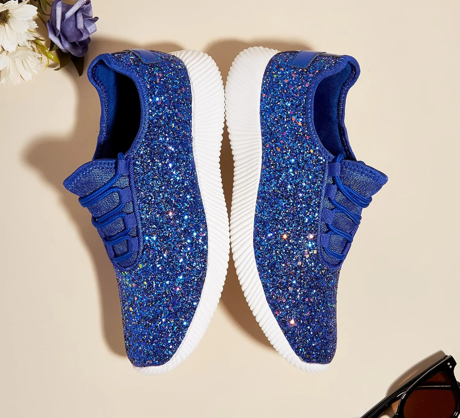 K KIP WOK Fashion Glitter Sneakers for Womens Silp On Running Shoes Lightweigt Tennis Walking Sneakers