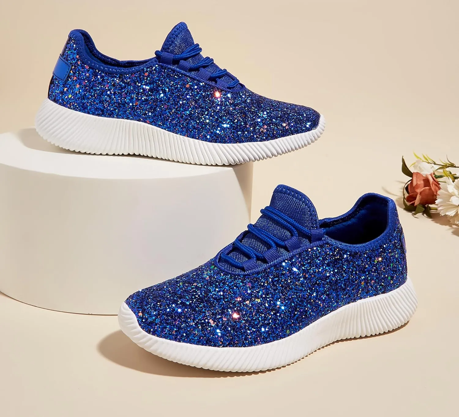 K KIP WOK Fashion Glitter Sneakers for Womens Silp On Running Shoes Lightweigt Tennis Walking Sneakers