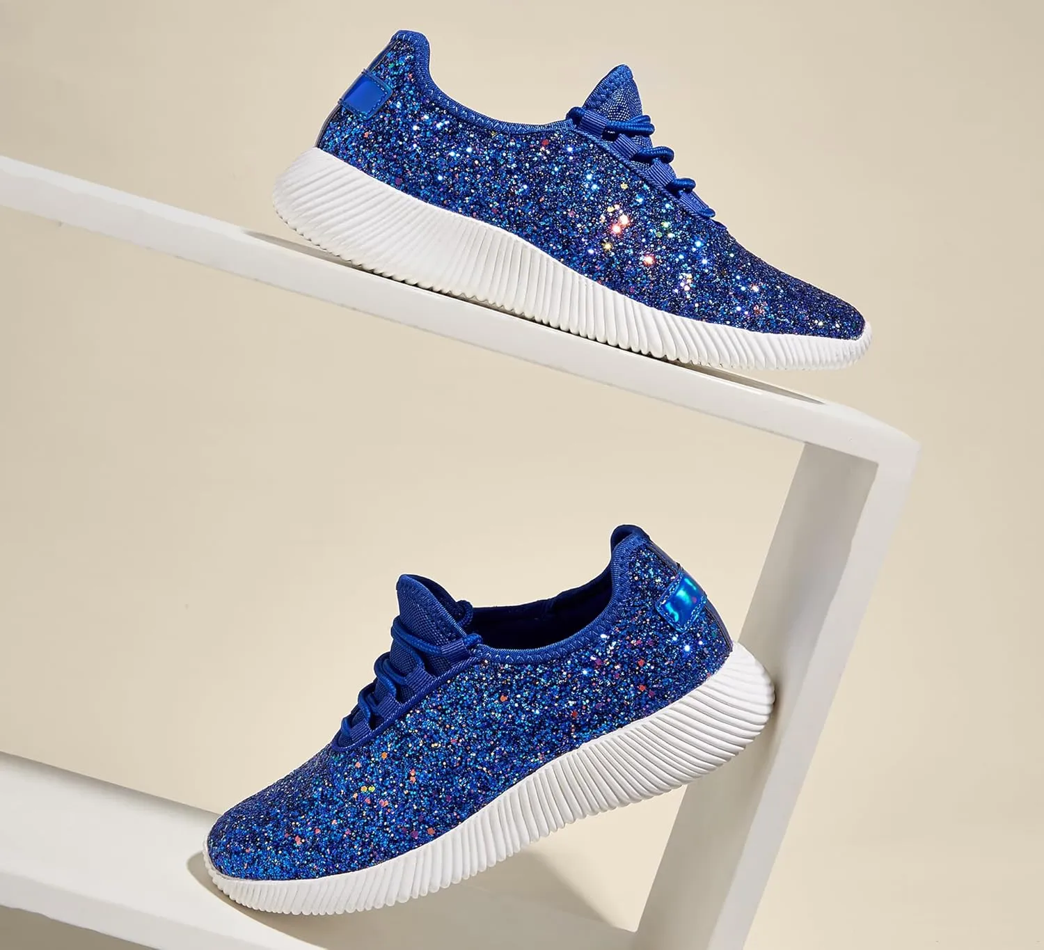 K KIP WOK Fashion Glitter Sneakers for Womens Silp On Running Shoes Lightweigt Tennis Walking Sneakers