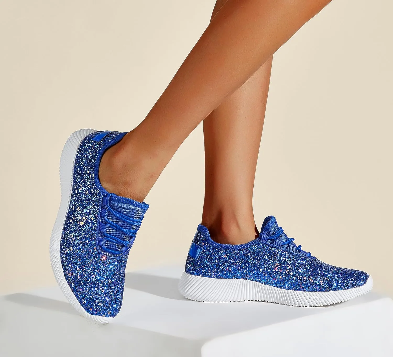 K KIP WOK Fashion Glitter Sneakers for Womens Silp On Running Shoes Lightweigt Tennis Walking Sneakers
