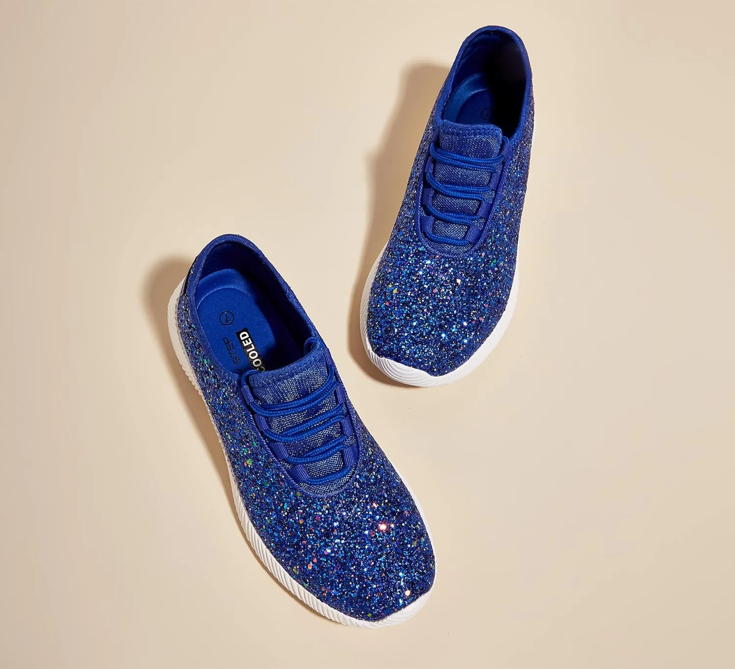 K KIP WOK Fashion Glitter Sneakers for Womens Silp On Running Shoes Lightweigt Tennis Walking Sneakers