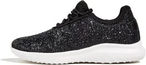 K KIP WOK Girls Glitter Sneakers Sparkle Slip On Walking Shoes for Kids/Children Breathable Running Sneakers